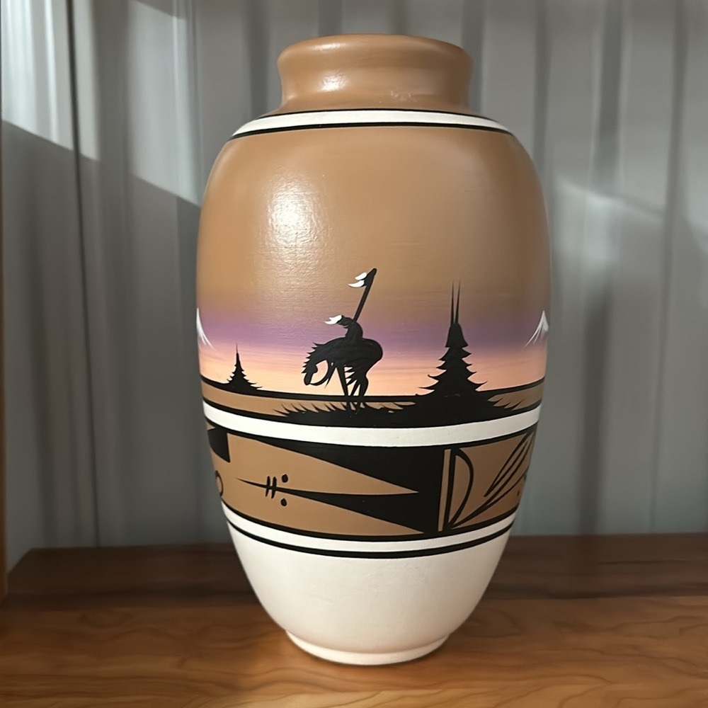 VTG Southwestern Native Pottery Vase Hand Painted Artist Signed from Cedar Mesa